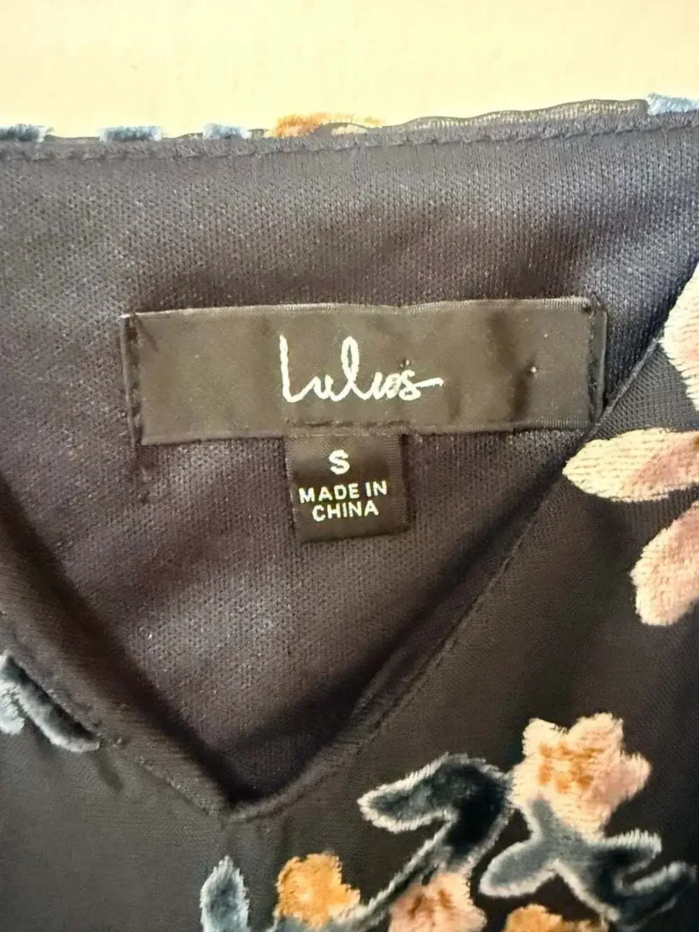 Lulus Evenings with You Dark Teal Floral Velvet‎ Asymmetrical Dress